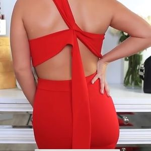 BooHoo Matching Red Two Piece Set